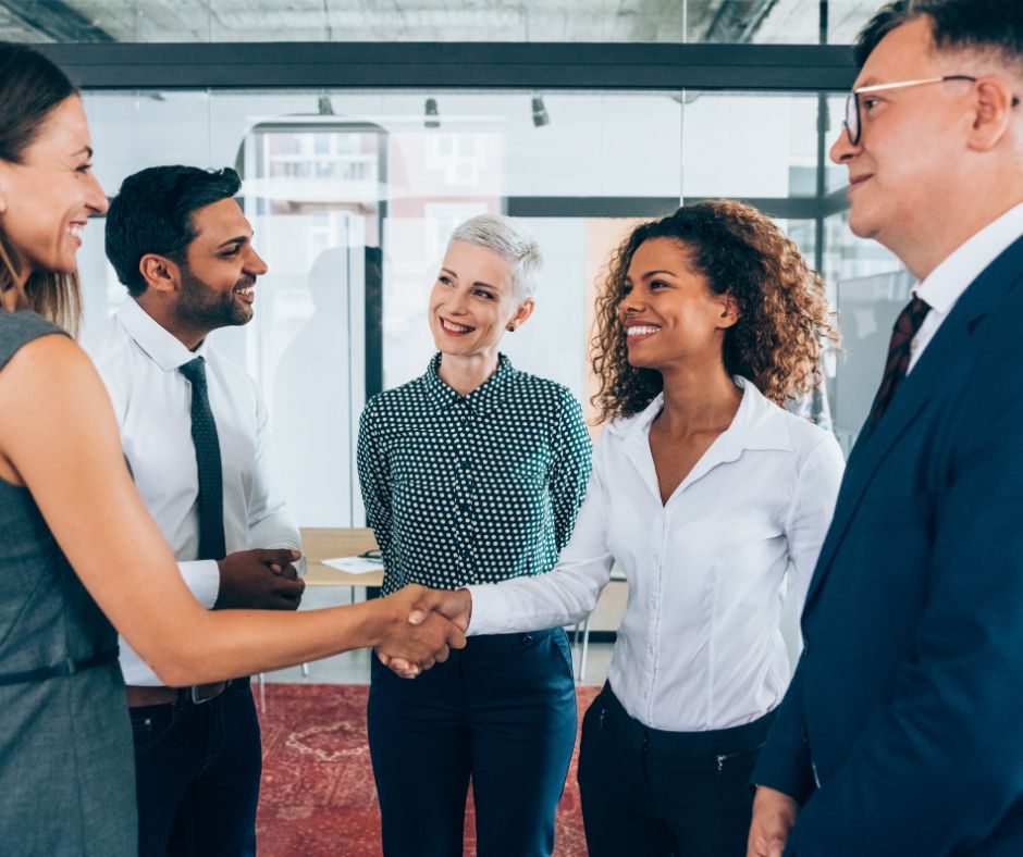 Strategic Partnerships Why choose Agile Private Enterprise? Image depicts partenrship between groups shaking hands.